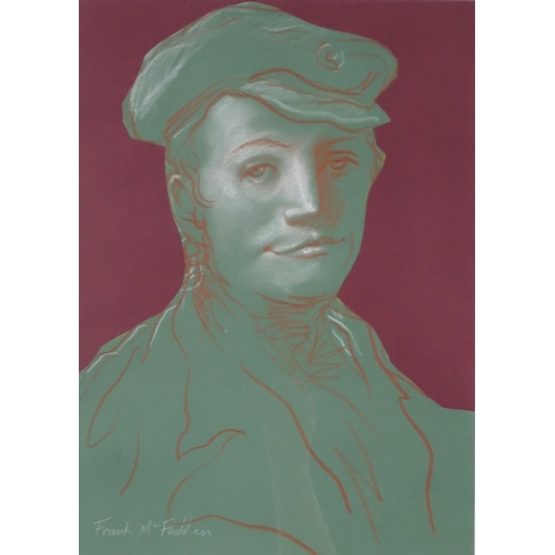 1004 - FRANK MCFADDEN (SCOTTISH b.1972)PORTRAIT OF A MANPastel/Collage on paper, signed lower left, 40 x 29... 