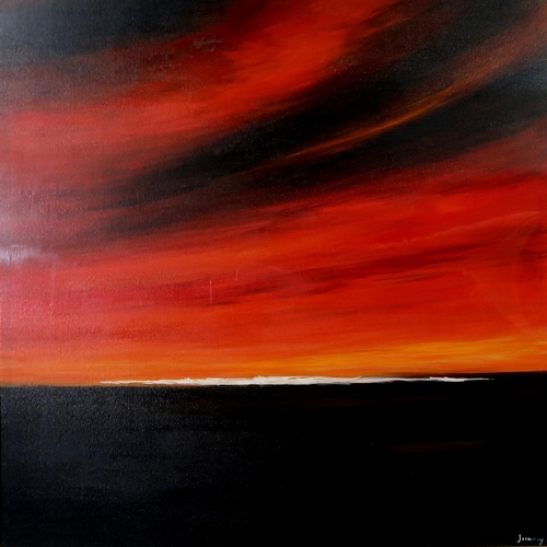 1008 - CONTEMPORARY SCHOOL SKY AT SUNSETOil on canvas, signed 'Jimmy' lower right, 74 x 74cm... 