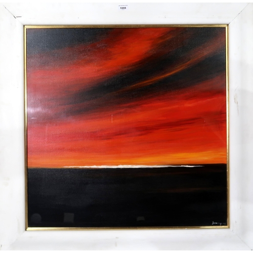 1008 - CONTEMPORARY SCHOOL SKY AT SUNSETOil on canvas, signed 'Jimmy' lower right, 74 x 74cm... 