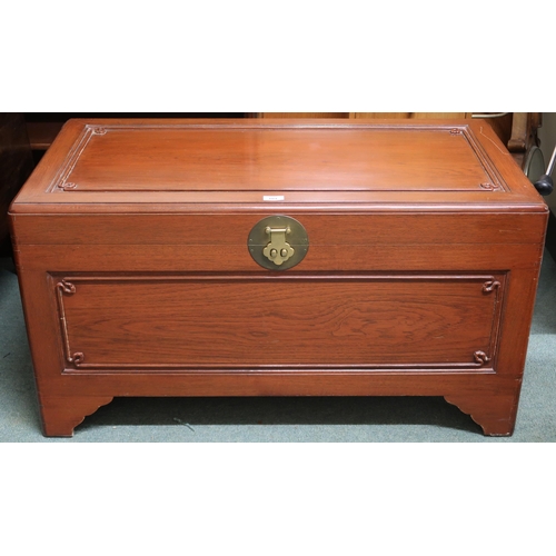 104 - A contemporary Chinese hardwood blanket chest, 54cm high x 101cm wide x 54cm deep