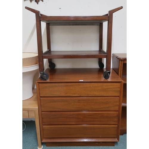 98 - A mid 20th century stained teak four drawer chest, 87cm high x 91cm wide x 50cm deep and a mid 20th ... 