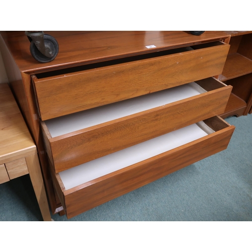 98 - A mid 20th century stained teak four drawer chest, 87cm high x 91cm wide x 50cm deep and a mid 20th ... 