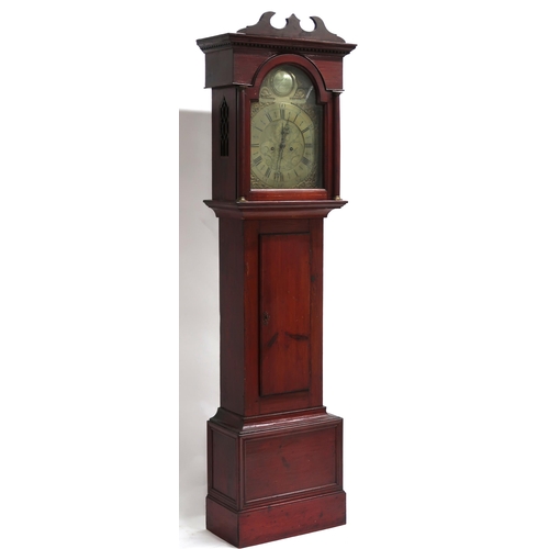 4 - A 19TH CENTURY MAHOGANY CASED DANIEL BROWN OF GLASGOW LONGCASE CLOCK with brass dial bearing Ro... 