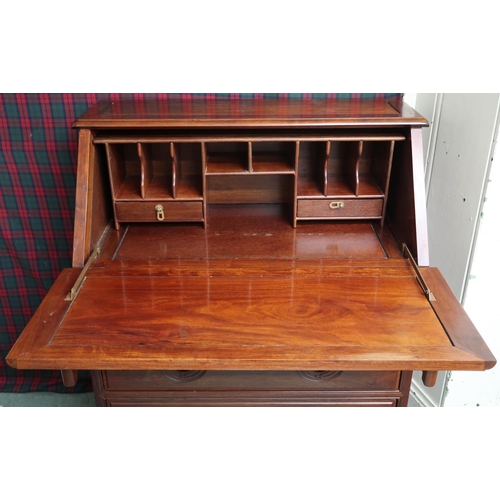 10 - A 20th century Chinese hardwood writing bureau with fitted fall front writing compartment over two o... 
