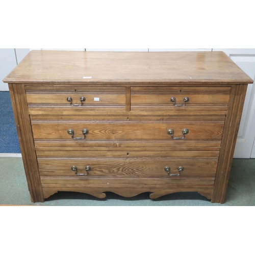 23 - A late Victorian chest of drawers with two over two drawers over shaped frieze, 77cm high x 115cm wi... 