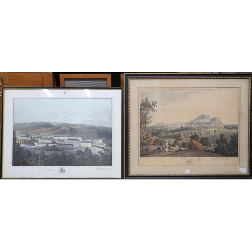 46 - A lot of two assorted framed prints, the first depicting the city of Edinburgh and the other the tow... 