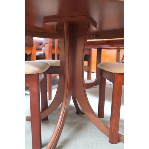 55 - A 20th century dining suite consisting circular pedestal dining table 75cm high x 111cm diameter, fo... 