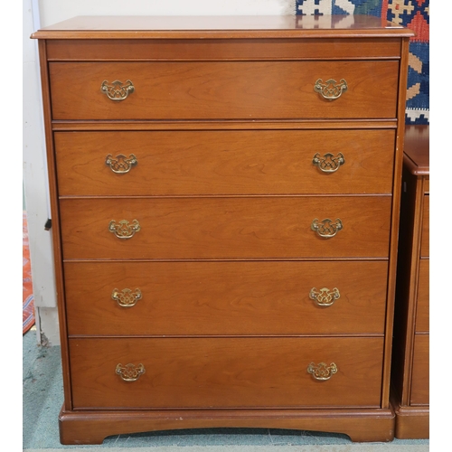60 - A lot consisting of two 20th century Stag bedroom chests, the first with five drawers, 103cm high x ... 
