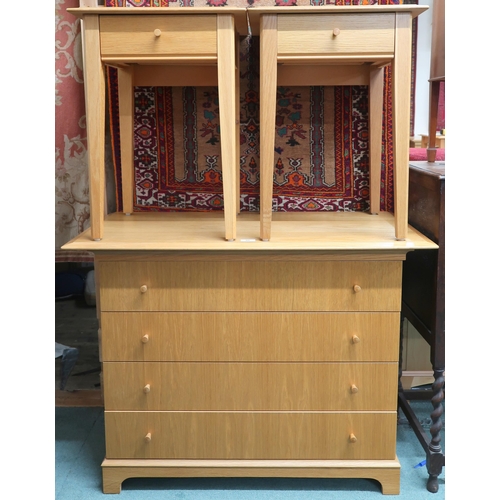 80 - A lot consisting contemporary teak four drawer chest, 73cm high x 97cm wide x 46cm deep and a pair o... 