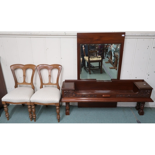 9 - A lot comprising an estate built Victorian mirror backed trough and a pair of Victorian parlour chai... 