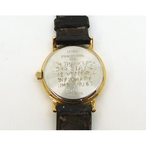 A gold plated ladies L4.1362 Longines watch with original box and