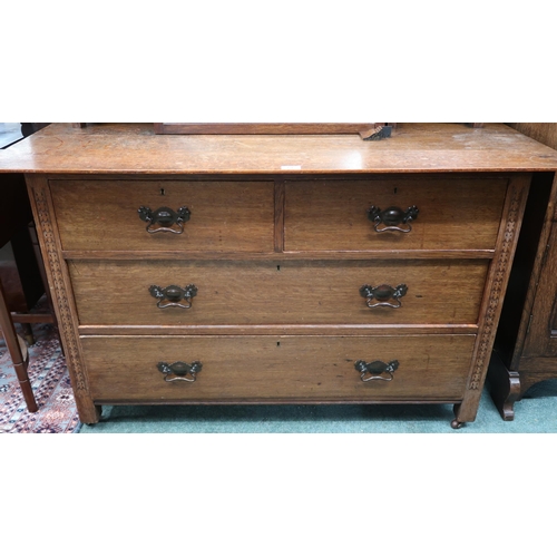 40 - A late Victorian oak dressing chest with adjustable mirror on drawered superstructure on base with t... 