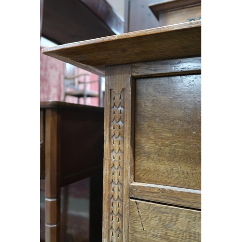 40 - A late Victorian oak dressing chest with adjustable mirror on drawered superstructure on base with t... 