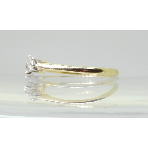 727 - An 18ct gold and platinum classic three stone ring, set with estimated approx 0.50cts in total. fing... 