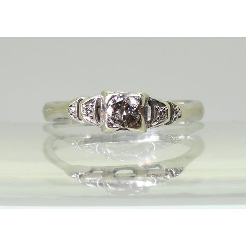 729 - An 18ct gold diamond engagement ring, the top is vintage and set with a 0.20ct diamond with further ... 