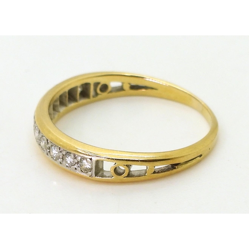 742 - A diamond band ring set with estimated approx 0.16cts of brilliant cut diamonds, finger size P1/2, w... 