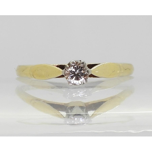 747 - A classic 18ct gold diamond solitaire of estimated approx 0.20cts finger size Q1/2, weight 2.2gms&nb... 