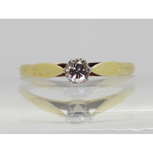 747 - A classic 18ct gold diamond solitaire of estimated approx 0.20cts finger size Q1/2, weight 2.2gms&nb... 