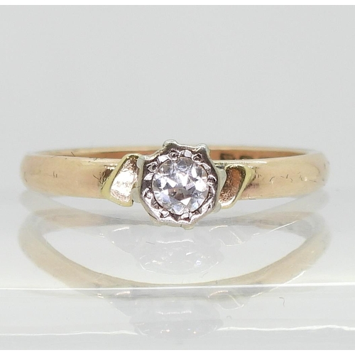 749 - A 9ct rose, yellow and white gold diamond solitaire set with an estimated approx 0.15ct old cut diam... 