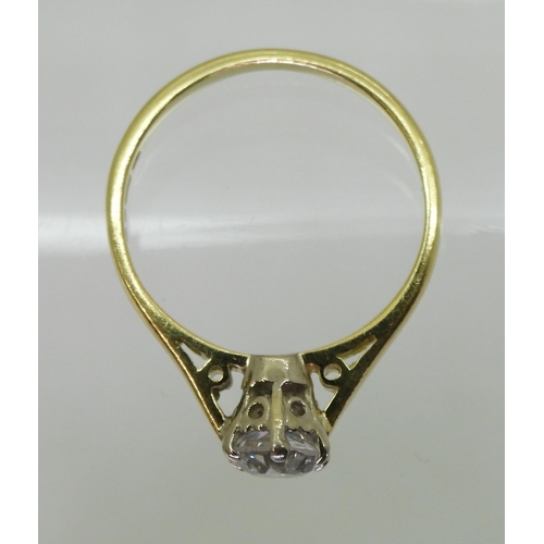 756 - An 18ct gold old cut diamond solitaire of estimated approx 0.60cts, finger size L, weight 2.7gms