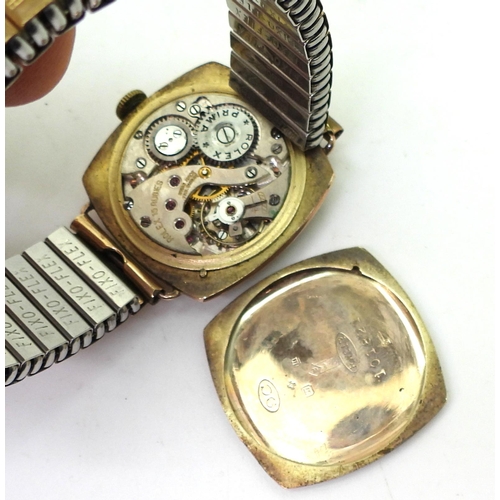 776 - A 9ct gold vintage Rolex watch with a gold plated strap, with Glasgow import hallmarks for 1935, the... 