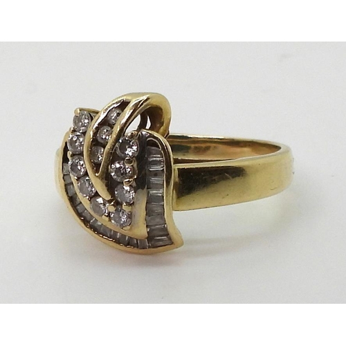 815 - A 14k gold diamond cluster ring set with estimated approx 0.30cts, finger size M , weight 4.1gms