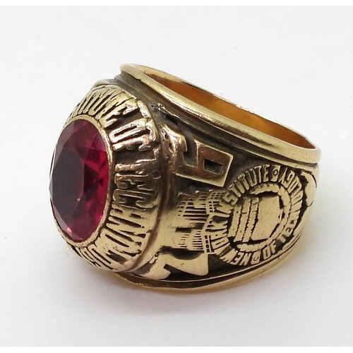 A 10k gold American college ring, for the New York Institute of