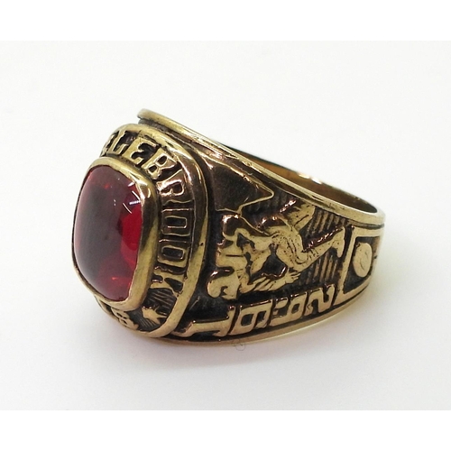 820 - A 10k American college ring for Pebblebrook High School, Georgia, circa 1962, finger size S1/2, weig... 