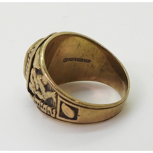 820 - A 10k American college ring for Pebblebrook High School, Georgia, circa 1962, finger size S1/2, weig... 