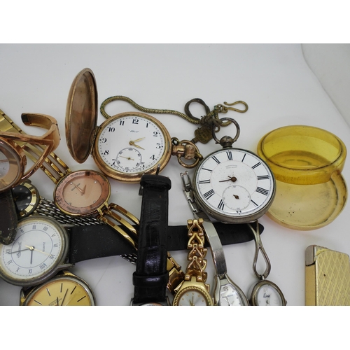 836 - A collection of fashion watches to include Sekonda, Fossil, and Excalibur, a Colibri lighter, a whit... 