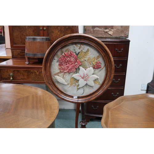 14 - A lot comprising 20th century drum top occasional table, 74cm high x 72cm diameter, scalloped edged ... 