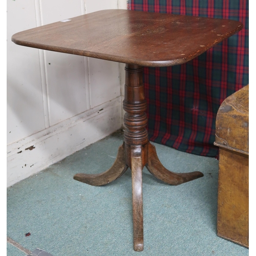 17 - A lot comprising 19th century mahogany tilt top occasional table, 63cm high x 61cm wide x 61cm deep ... 