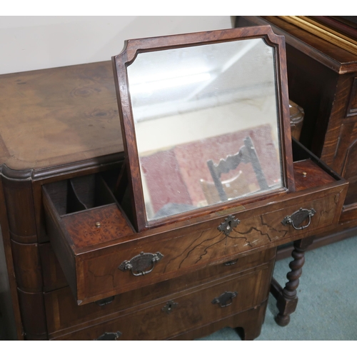 31 - A 20th century walnut veneered four drawer chest, 79cm high x 77cm wide x 50cm deep