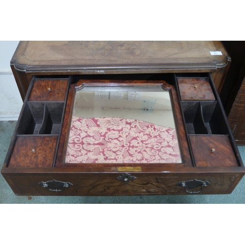 31 - A 20th century walnut veneered four drawer chest, 79cm high x 77cm wide x 50cm deep