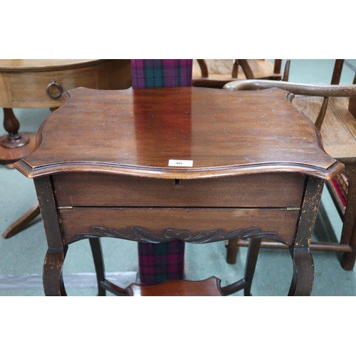 46 - A late Victorian mahogany desk with shaped hinged top concealing fitted writing compartment over sin... 