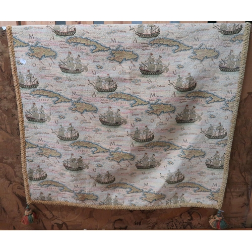 59 - A large 20th century wall tapestry, 149cm high x 204cm wide and a nautical themed tapestry (2)