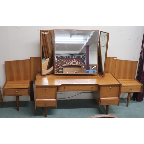 68 - A lot comprising mid 20th century Younger teak triple plate mirror back dressing table, 137cm high x... 