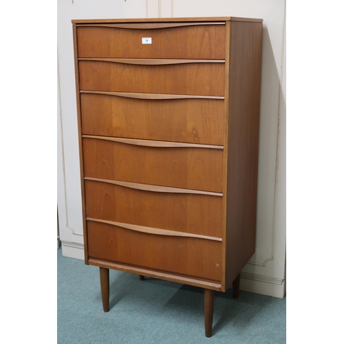 70 - A mid 20th century teak Austin suite chest of six drawers, 124cm high x 64cm wide x 43cm deep