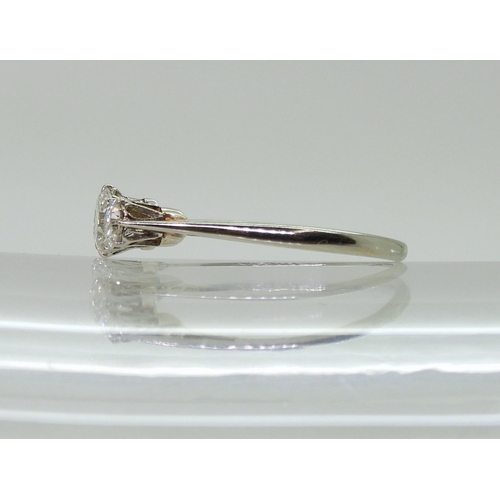 710 - An 18ct white gold three diamond ring, set with estimated approx 0.70cts of old cut diamonds, set to... 