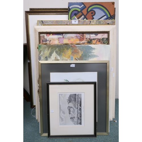 92 - A lot of seven assorted framed artworks (7)