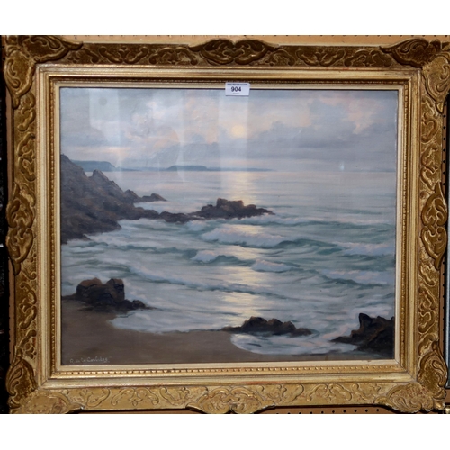 904 - ROGER.de la CORBIERE The shimmering sea, signed, oil on canvas, 45 x 55cm