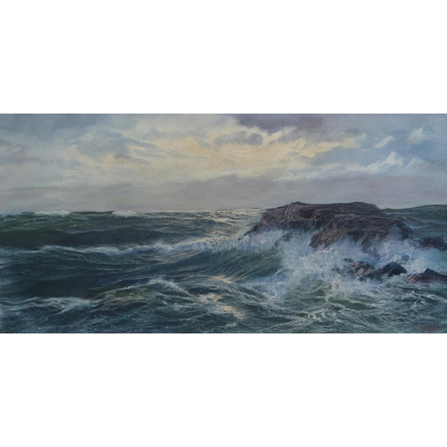 912 - CONTINENTAL SCHOOL Seascape, signed, oil on canvas, 40 x 80cm