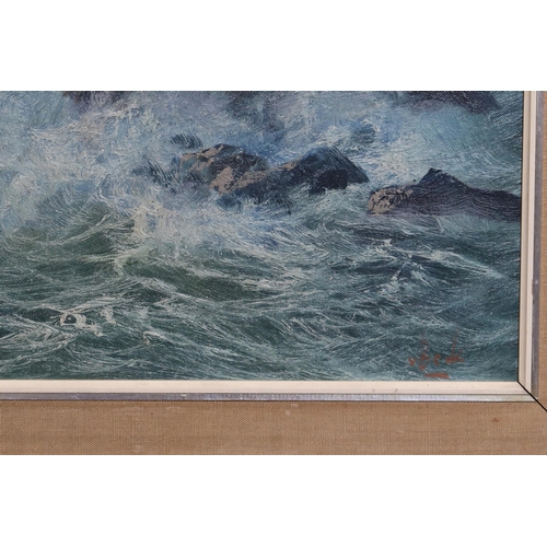 912 - CONTINENTAL SCHOOL Seascape, signed, oil on canvas, 40 x 80cm