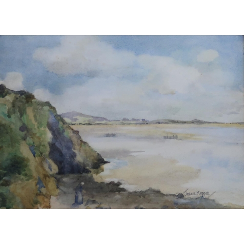 920 - JESSIE KEPPIE R.S.W White sands, signed, watercolour, 27 x 37cm