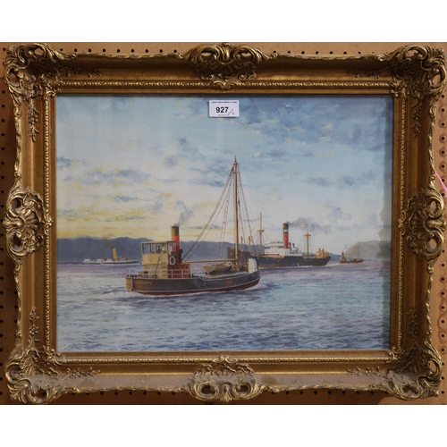 927 - JAMES CURRY BURNIE A busy shipping lane, signed, oil on board, 34 x 44cm and ALEXANDER ROBB Sal... 