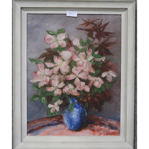 929 - JEAN S CHEYNE Mixed flowers in a vase, signed, watercolour, 24 x 31cm ,MACKINNON still life,oil... 