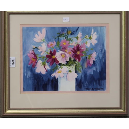 929 - JEAN S CHEYNE Mixed flowers in a vase, signed, watercolour, 24 x 31cm ,MACKINNON still life,oil... 