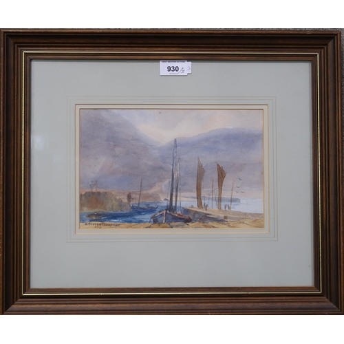 930 - E GRAHAM THOMPSON Fishing boats, watercolour, and four other watercolours (5)