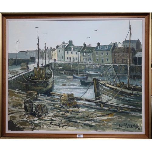 956 - TORQUIL J. MACLEOD (SCOTTISH 1933-2002) SCOTTISH HARBOUR Oil on canvas, signed lower right, dated (1... 