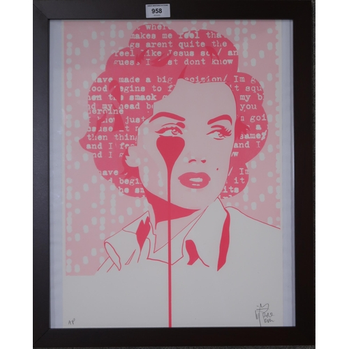 958 - PURE EVIL (ENGLISH b.1968) ARTHUR'S MILLER PROBLEM (PINK) Print multiple, signed lower left, AP insc... 